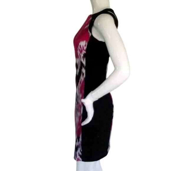 CACHE Dress, 6, Black/Pink, Split shoulder, Sheath, Mini Length, Sleeveless - Picture 7 of 10
